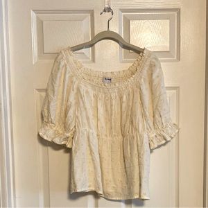 NWT Old Navy Cream Embroidered Baby Doll Top